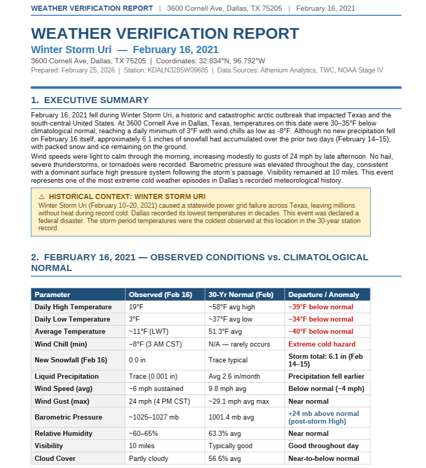 Weather Verification Report Example